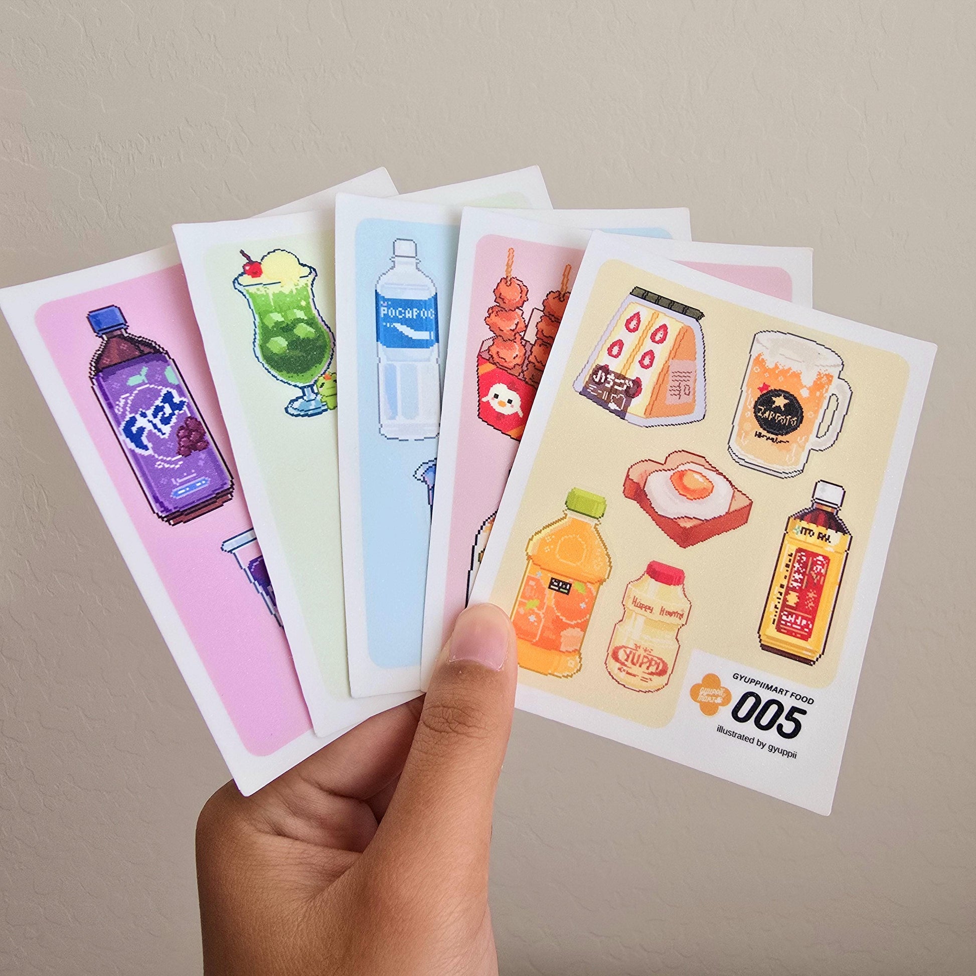 Pixel Art Konbini Themed Sticker Sheets 4x3 Original Gyuppiimart