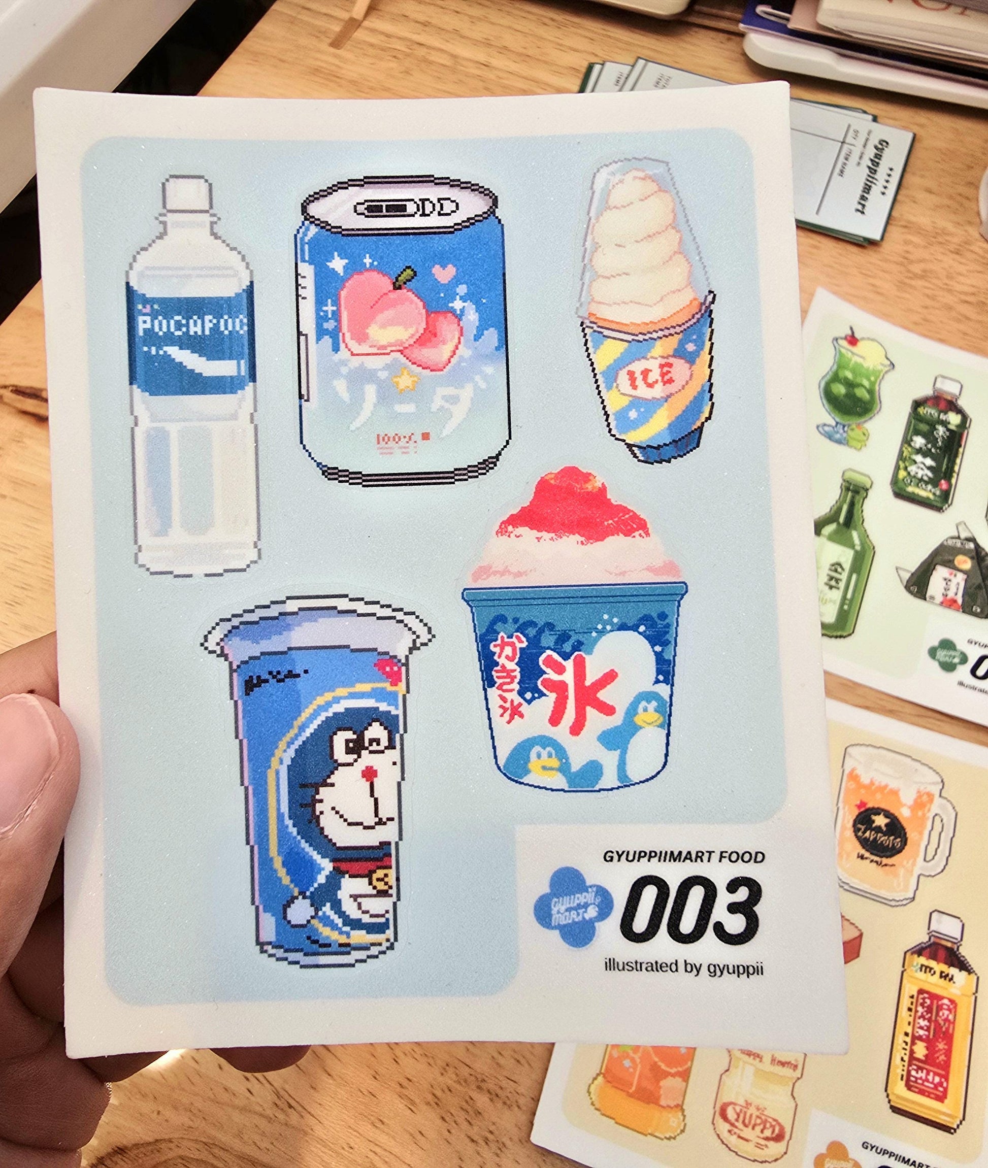 Pixel Art Konbini Themed Sticker Sheets 4x3 Original Gyuppiimart
