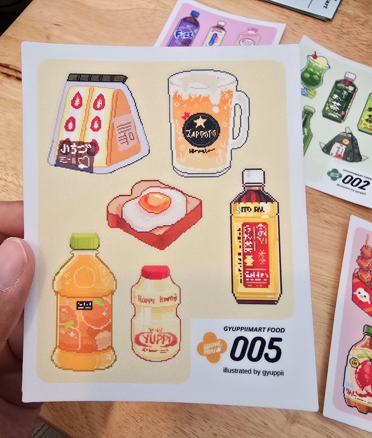 Pixel Art Konbini Themed Sticker Sheets 4x3 Original Gyuppiimart