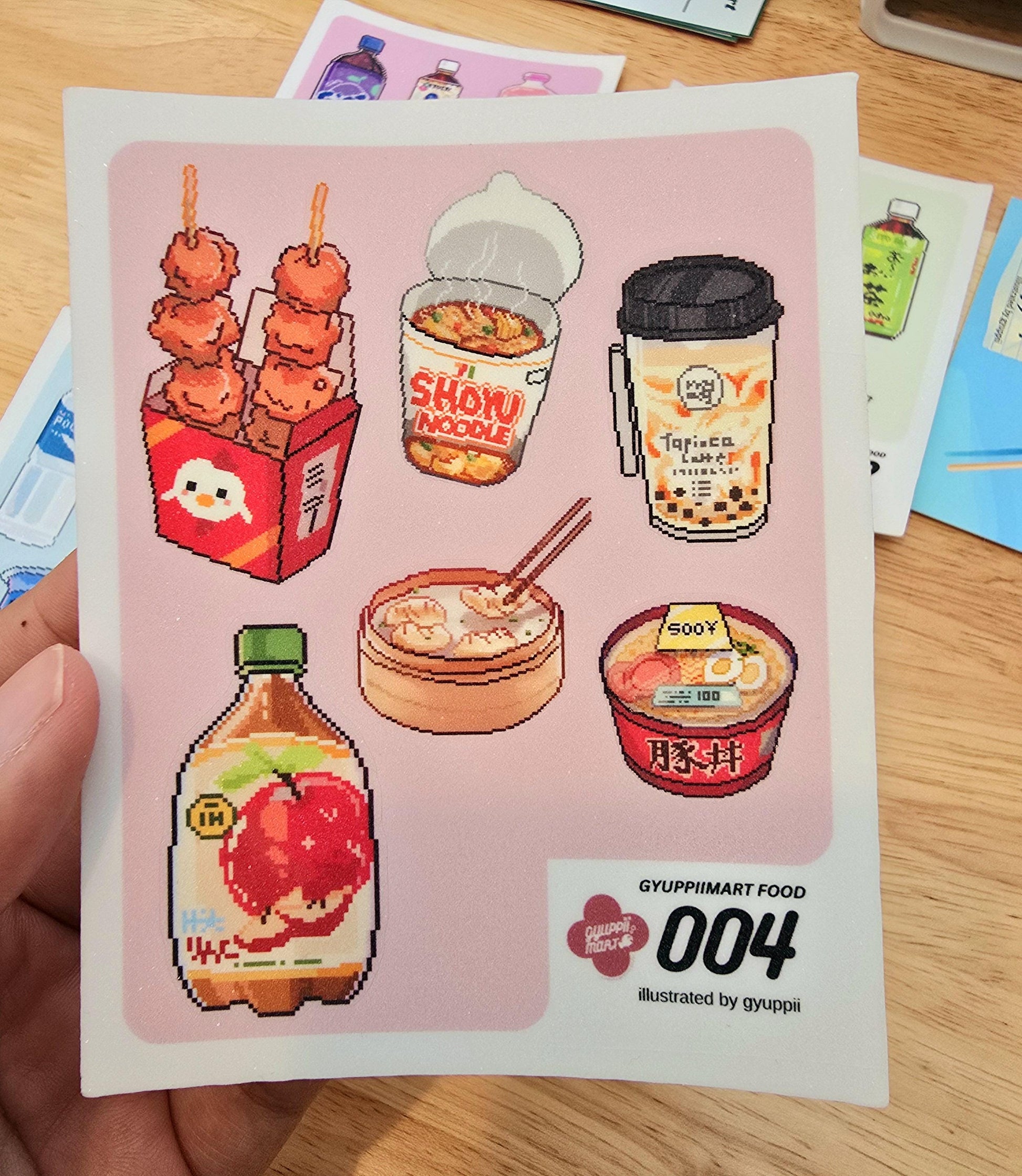 Pixel Art Konbini Themed Sticker Sheets 4x3 Original Gyuppiimart