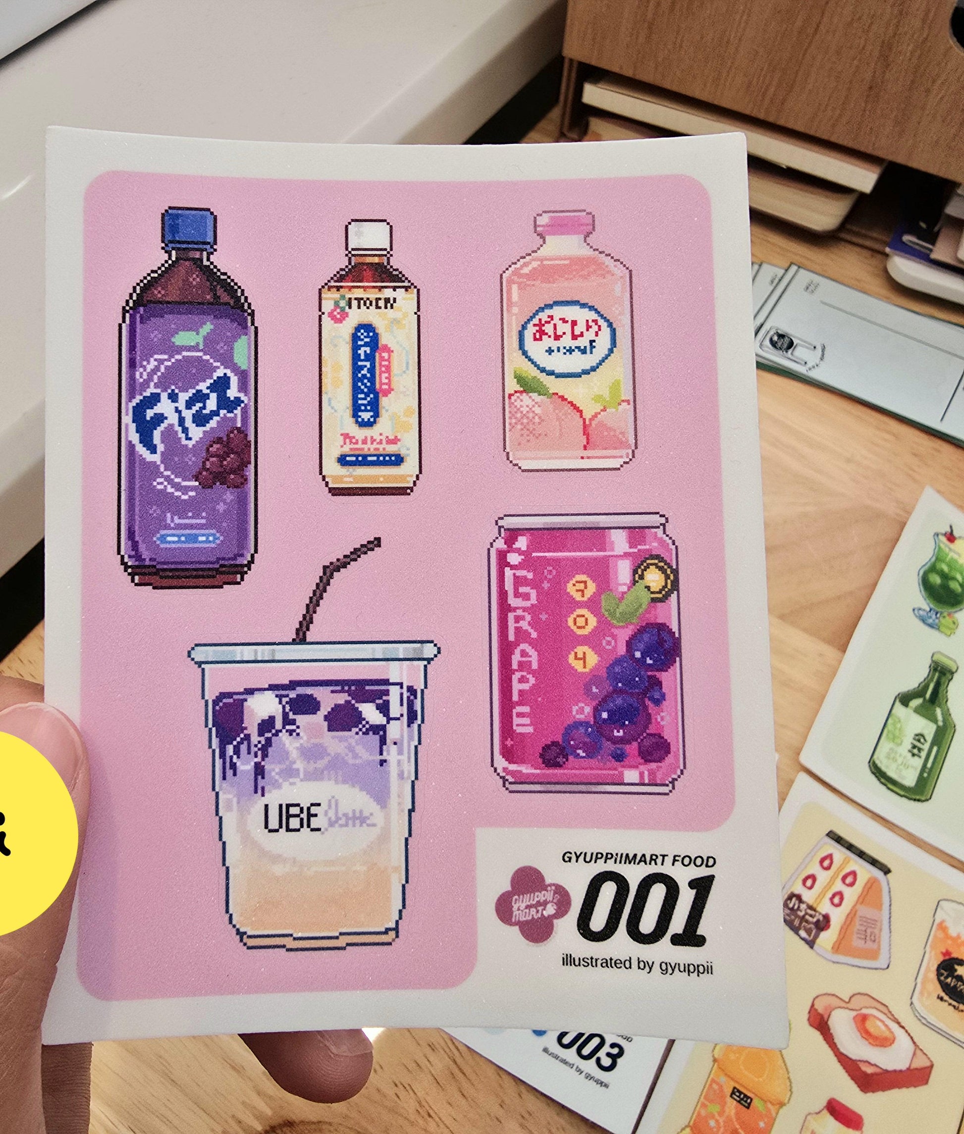 Pixel Art Konbini Themed Sticker Sheets 4x3 Original Gyuppiimart