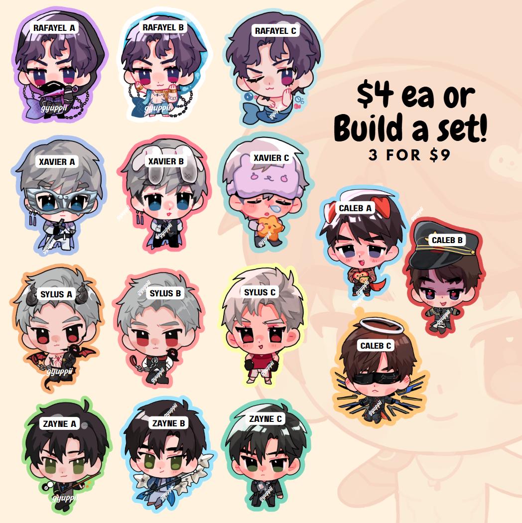 Love Otome Deepspace Glitter Stickers Sylus Xavier Zayne Rafayel Caleb