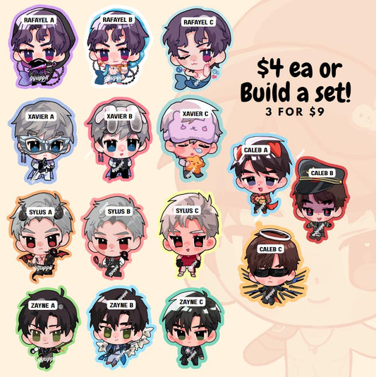 Love Otome Deepspace Glitter Stickers Sylus Xavier Zayne Rafayel Caleb