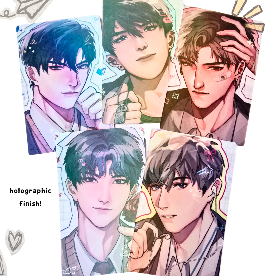 RANDOM SCHOOL Themed Photocards Love Otome Deepspace Zayne Rafayel Caleb Sylus Xavier
