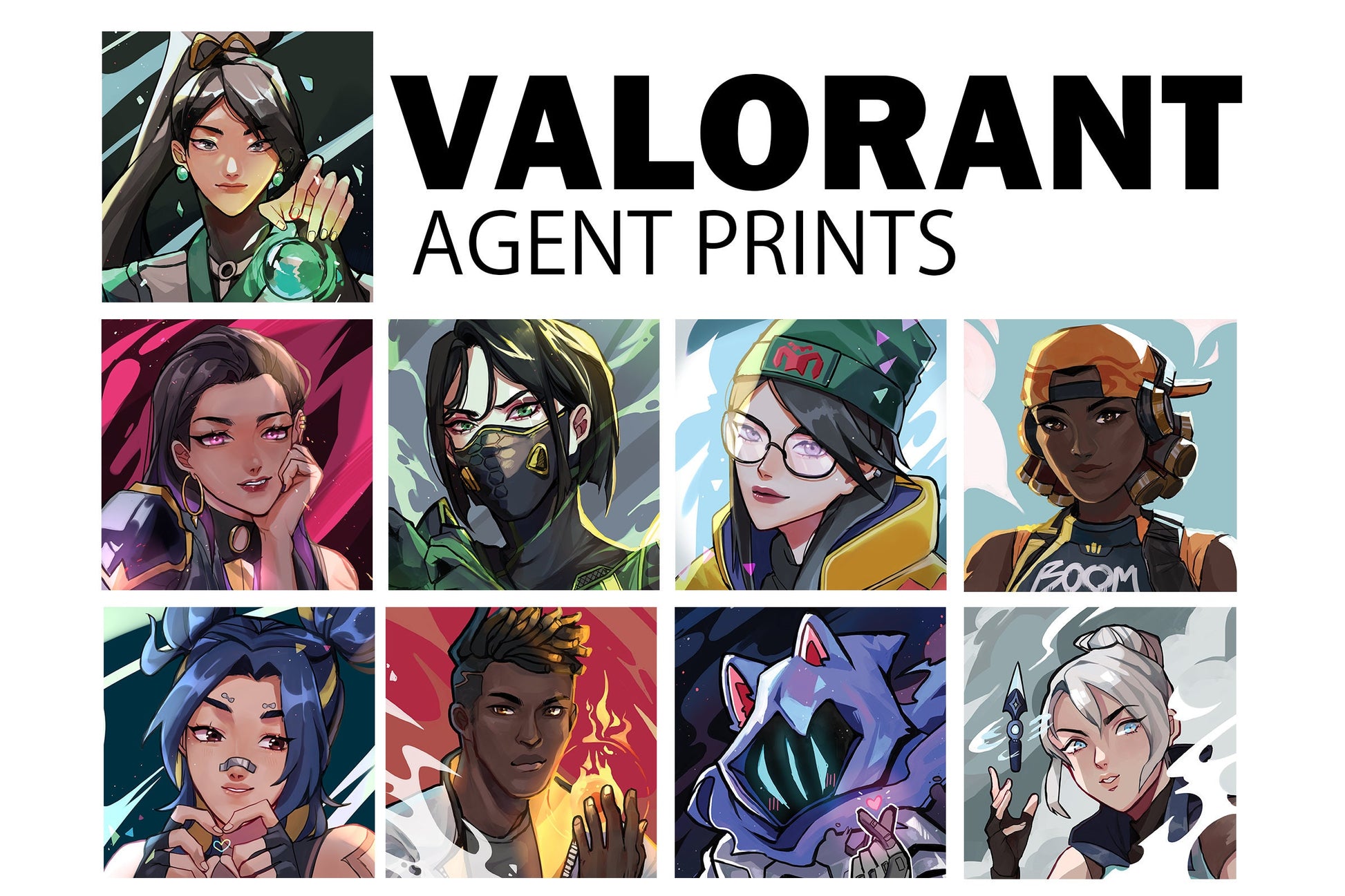 V*alorant Print Poster // Sage Reyna Viper killjoy raze neon phoenix omen jett