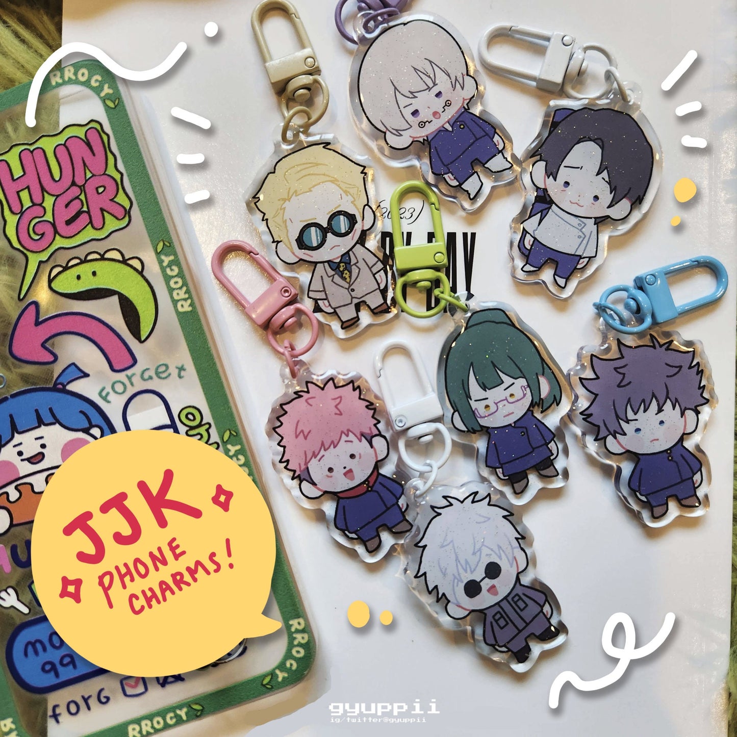 jjk mini charms phone keychain cute chibi mini characters