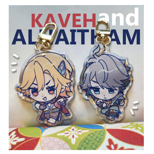 Kaveh and Alhaitham chibi charms Genshin Impact