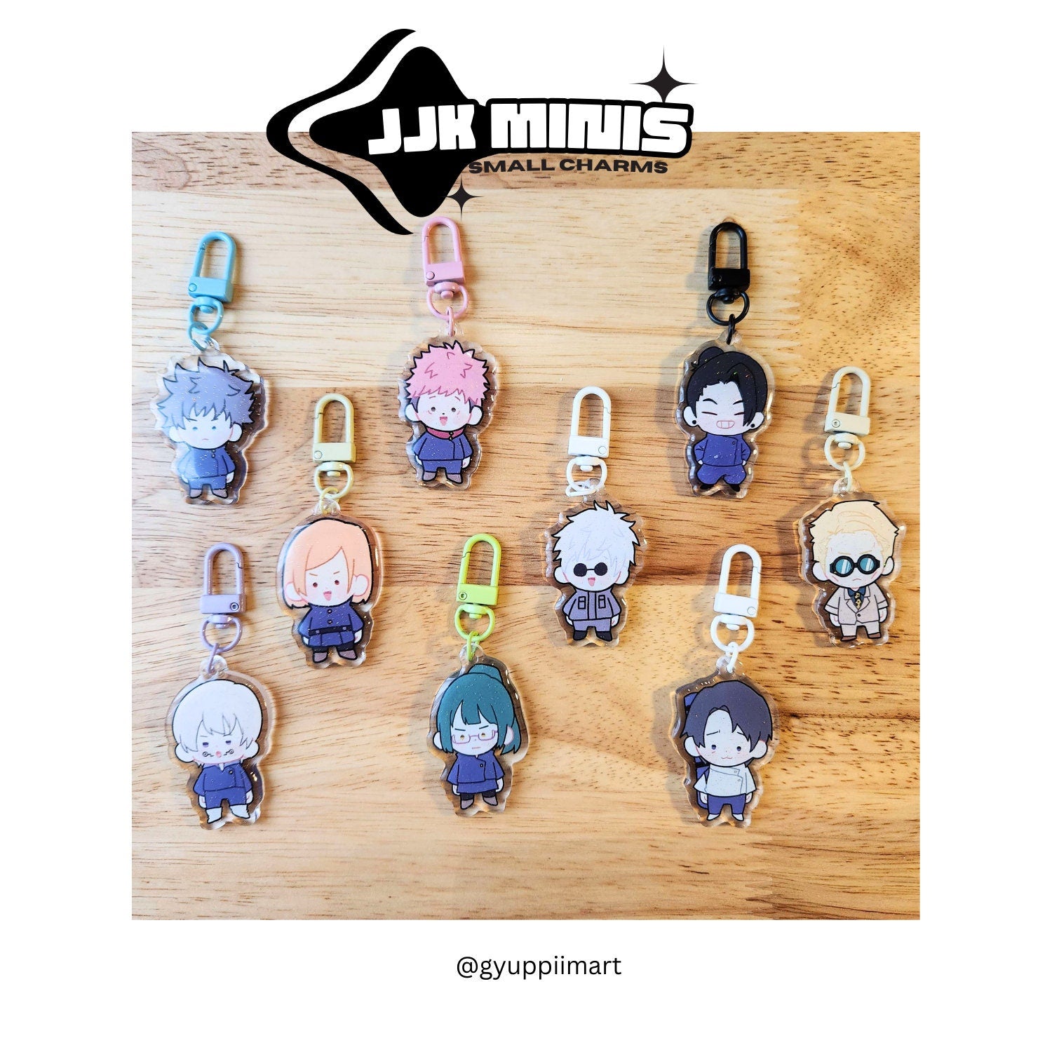 jjk mini charms phone keychain cute chibi mini characters