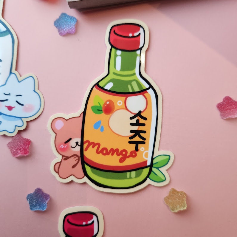 Soju Stickers Cute Character flavored original soju sticker designs frog bear mango peach