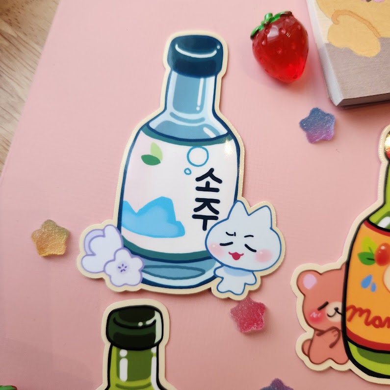 Soju Stickers Cute Character flavored original soju sticker designs frog bear mango peach