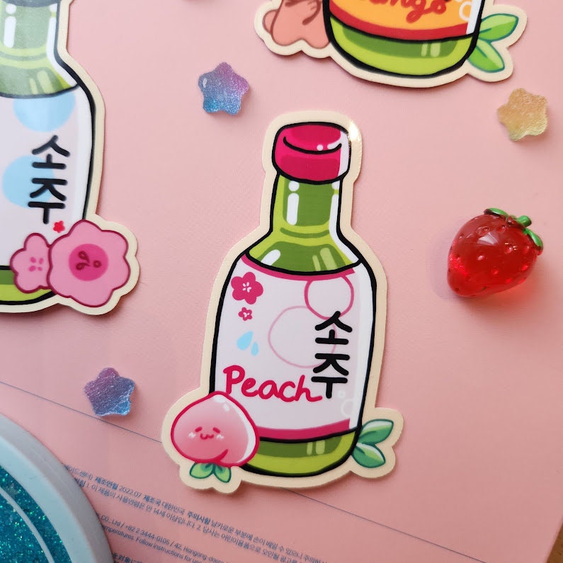 Soju Stickers Cute Character flavored original soju sticker designs frog bear mango peach