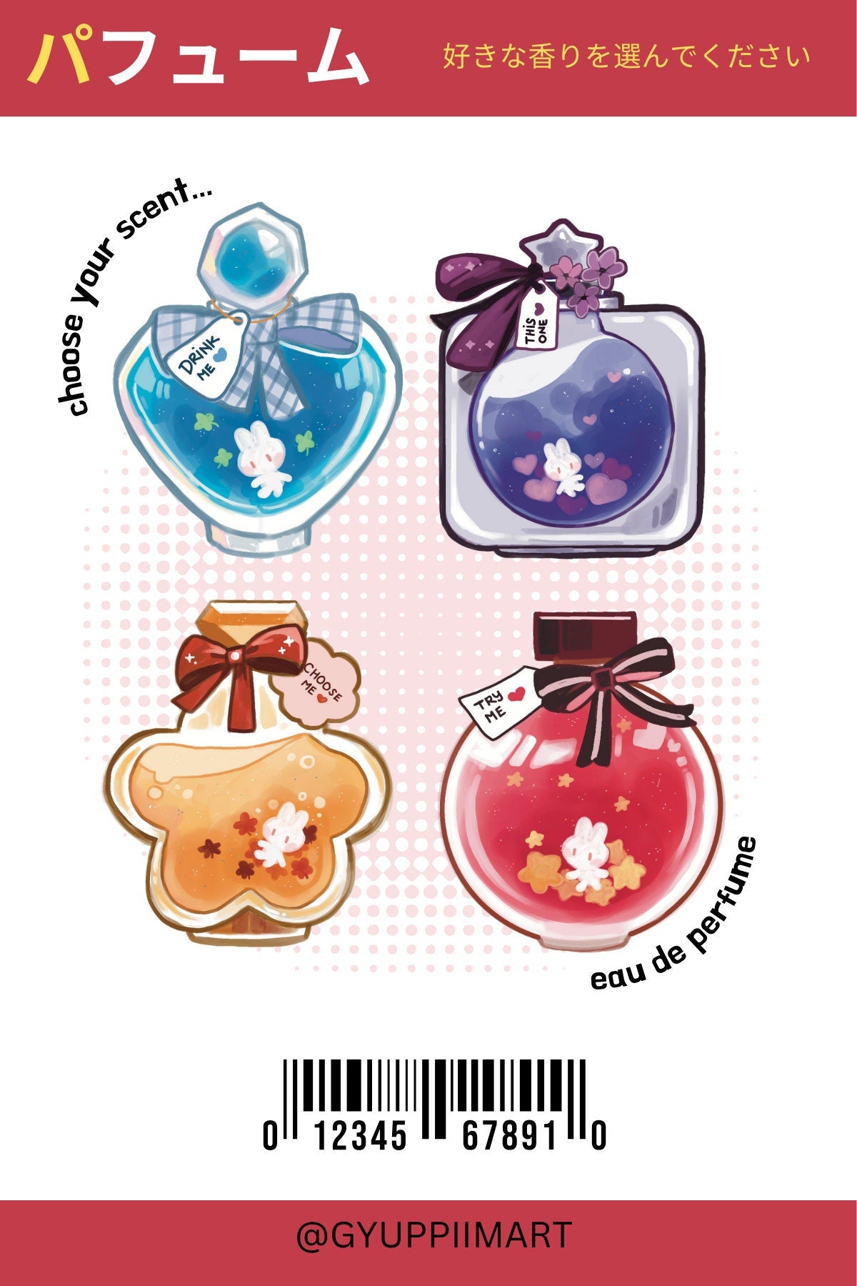 Love Potion Perfume Stickers Cute Alice Inspired bottle stickers