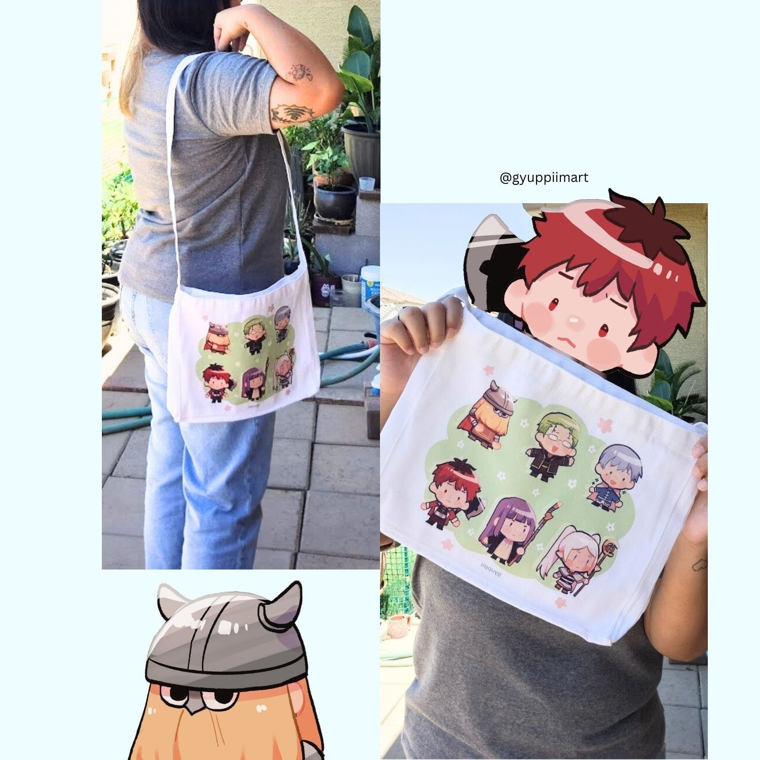 Wandering Mage Beyond Journey's End Anime Chibi Half Tote Bag