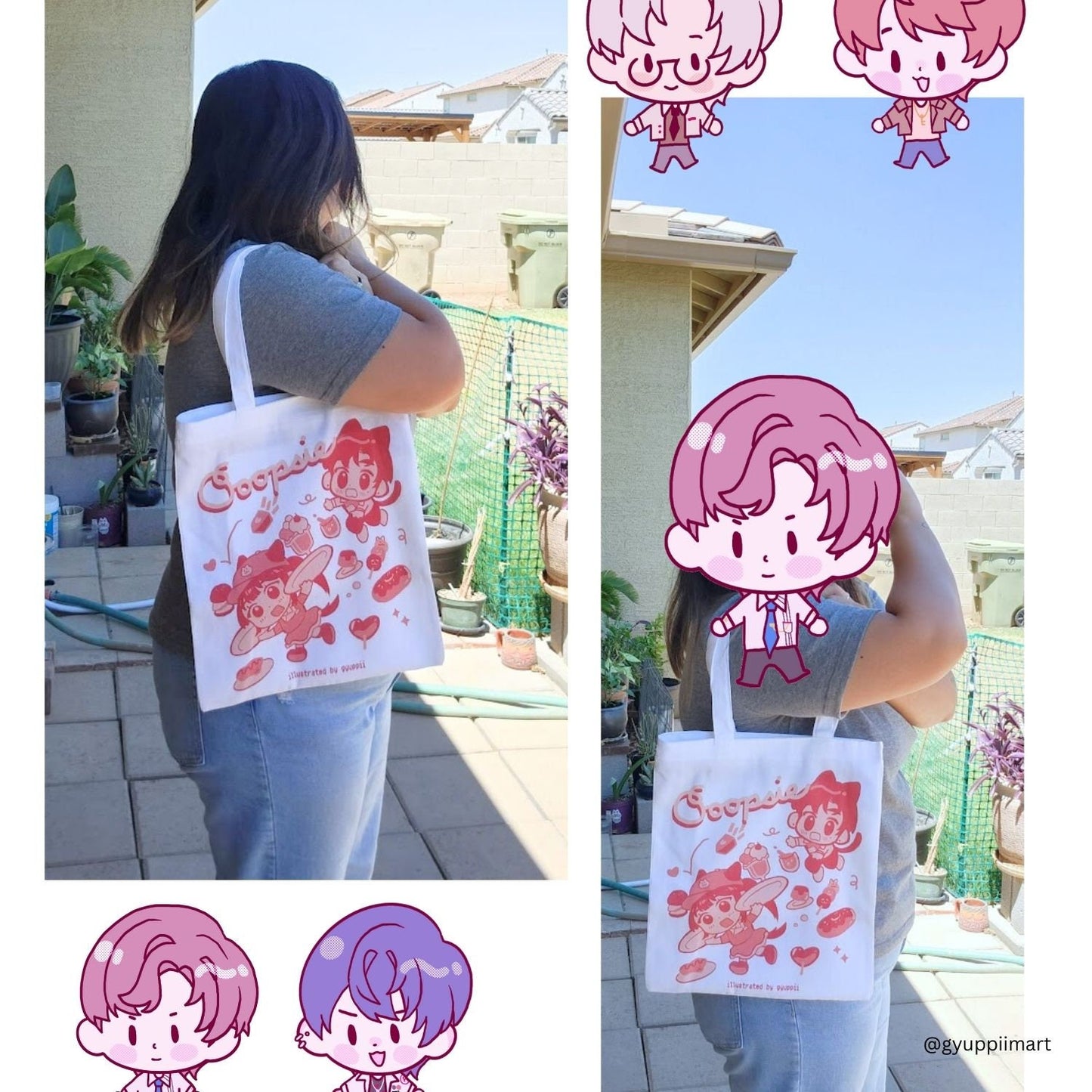 Cat Cafe Chibi Anime Tote Bag