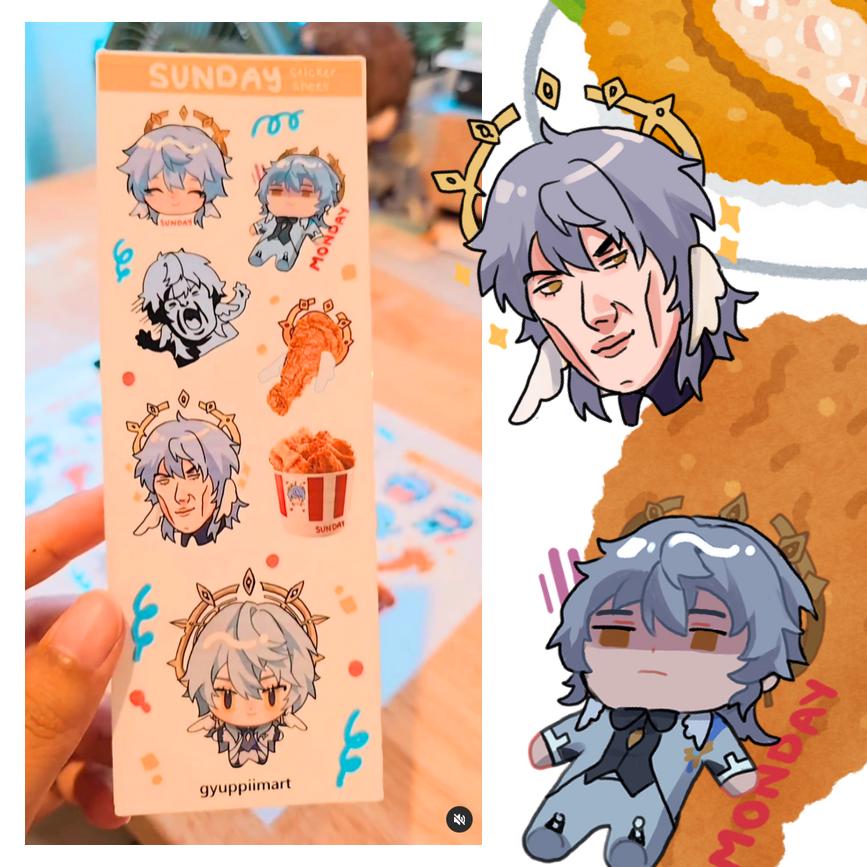 Sunday Honkai Star Rail themed sticker sheet fried chicken man