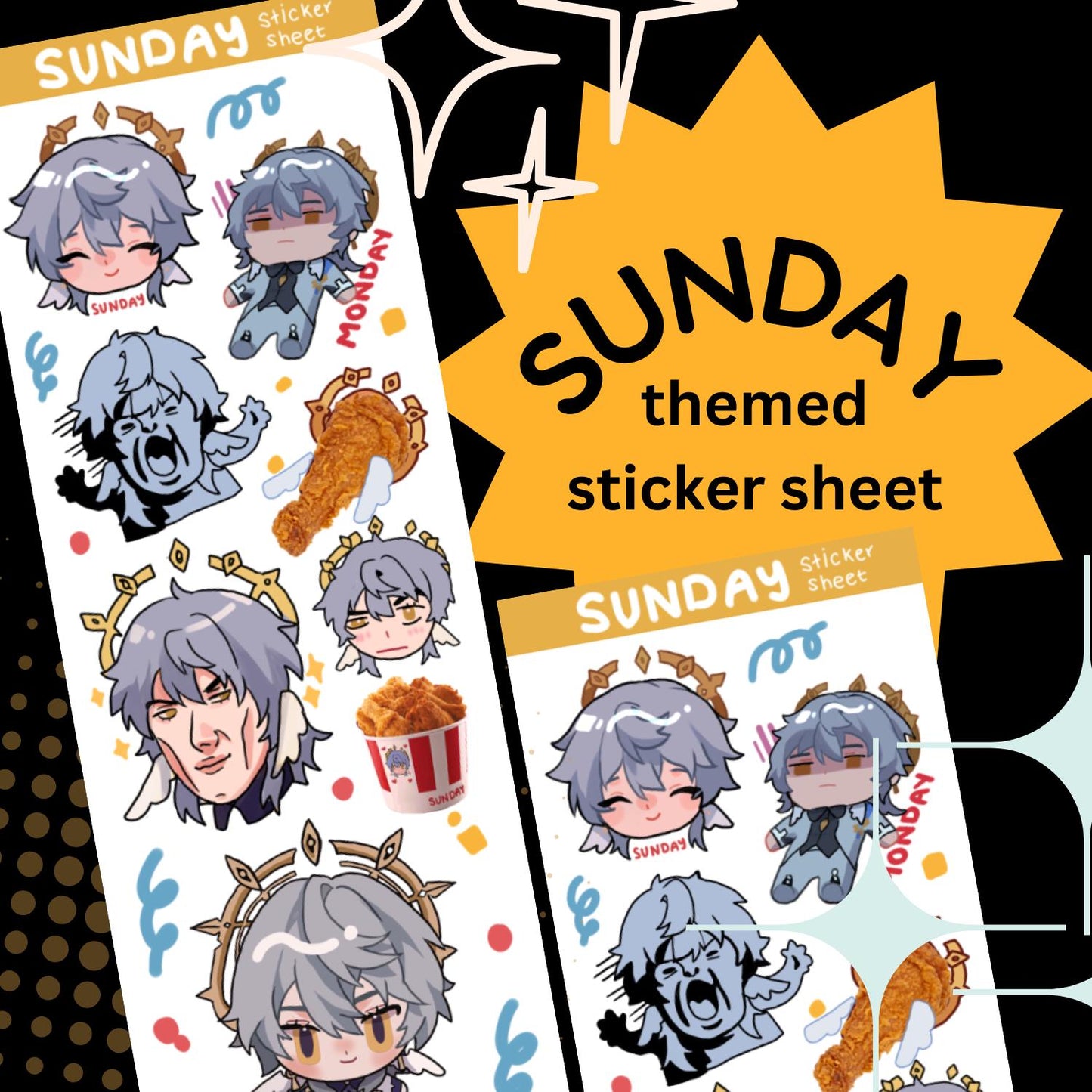 Sunday Honkai Star Rail themed sticker sheet fried chicken man