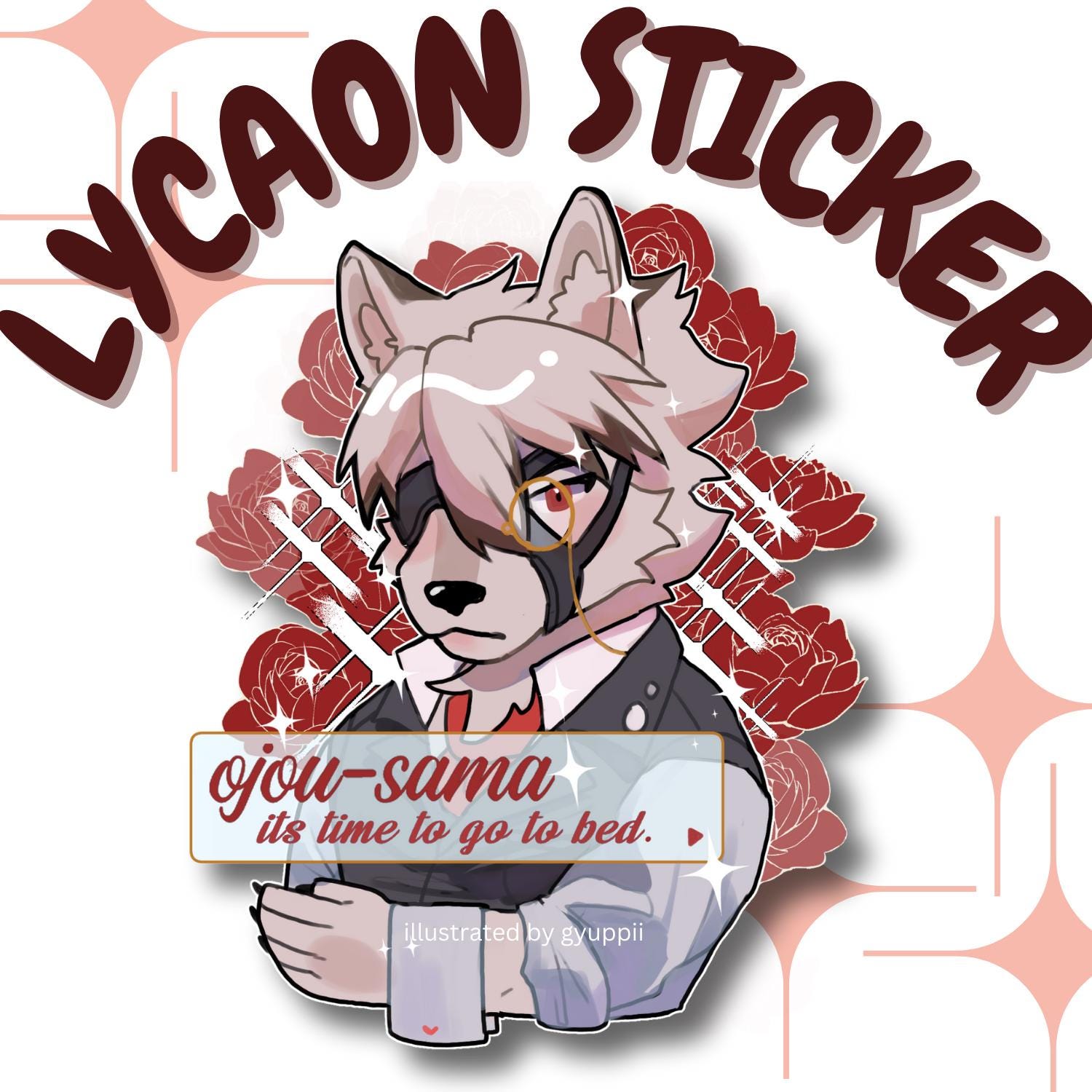 Lycaon from Zenless Zone Zero Butler Ojou-sama meme sticker