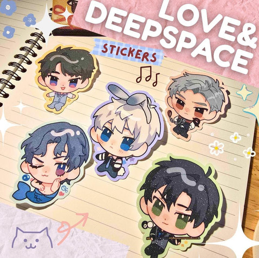 Love Otome Deepspace Glitter Stickers Sylus Xavier Zayne Rafayel Caleb