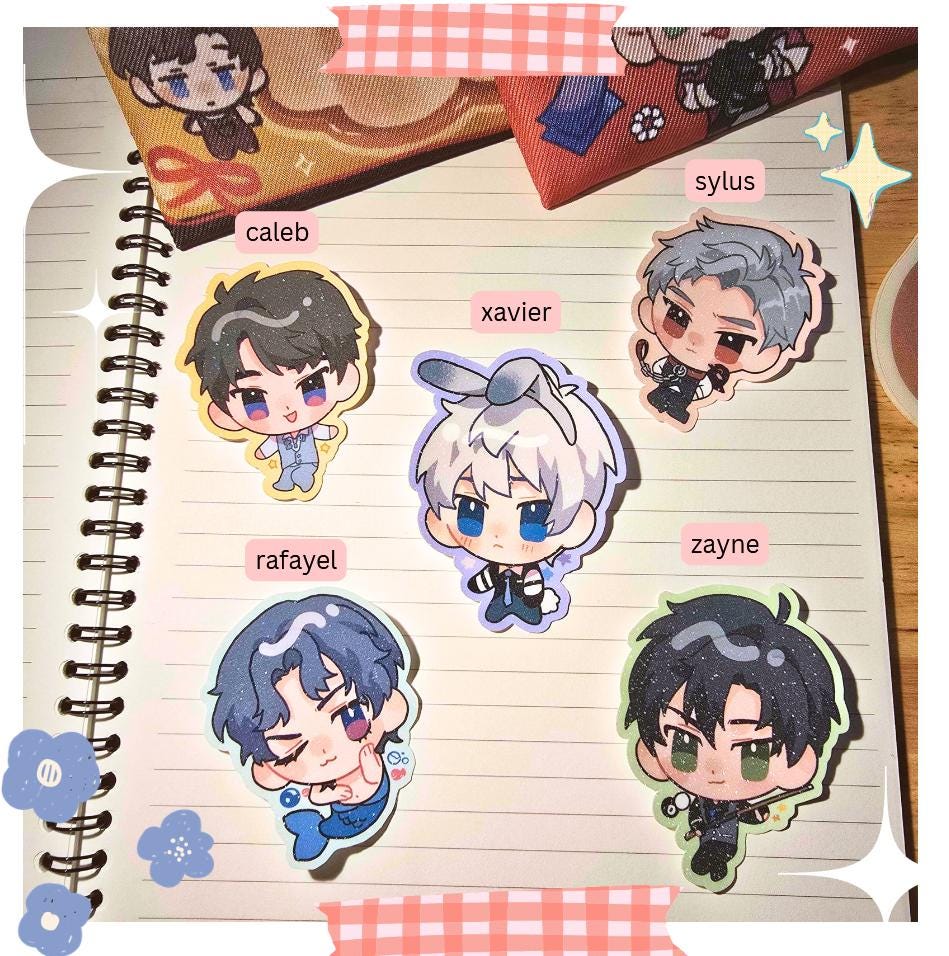 Love Otome Deepspace Glitter Stickers Sylus Xavier Zayne Rafayel Caleb