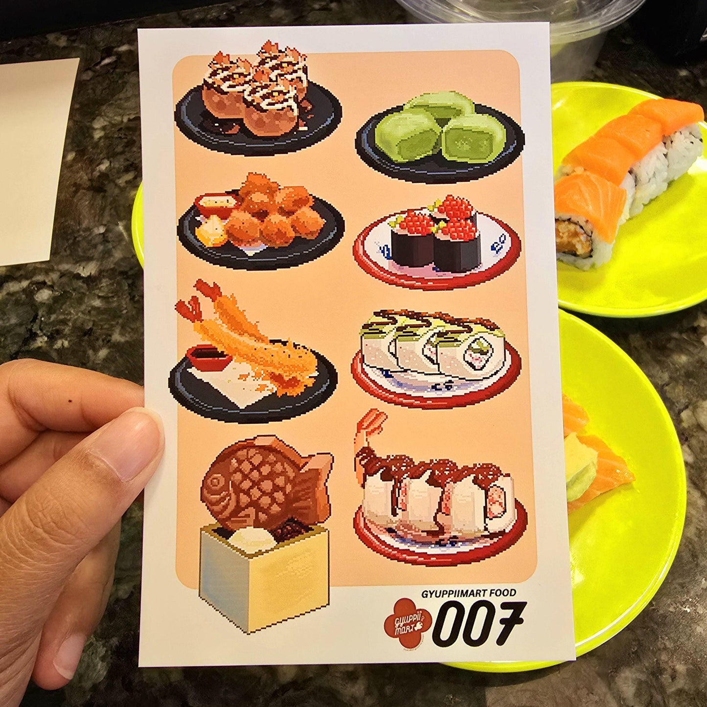 Conveyor Belt Sushi Original Pixel Art Mini Prints 4x6 Gyuppiimart