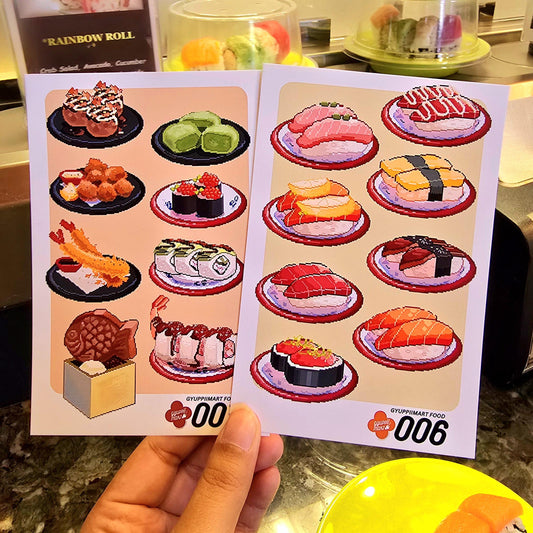 Conveyor Belt Sushi Original Pixel Art Mini Prints 4x6 Gyuppiimart