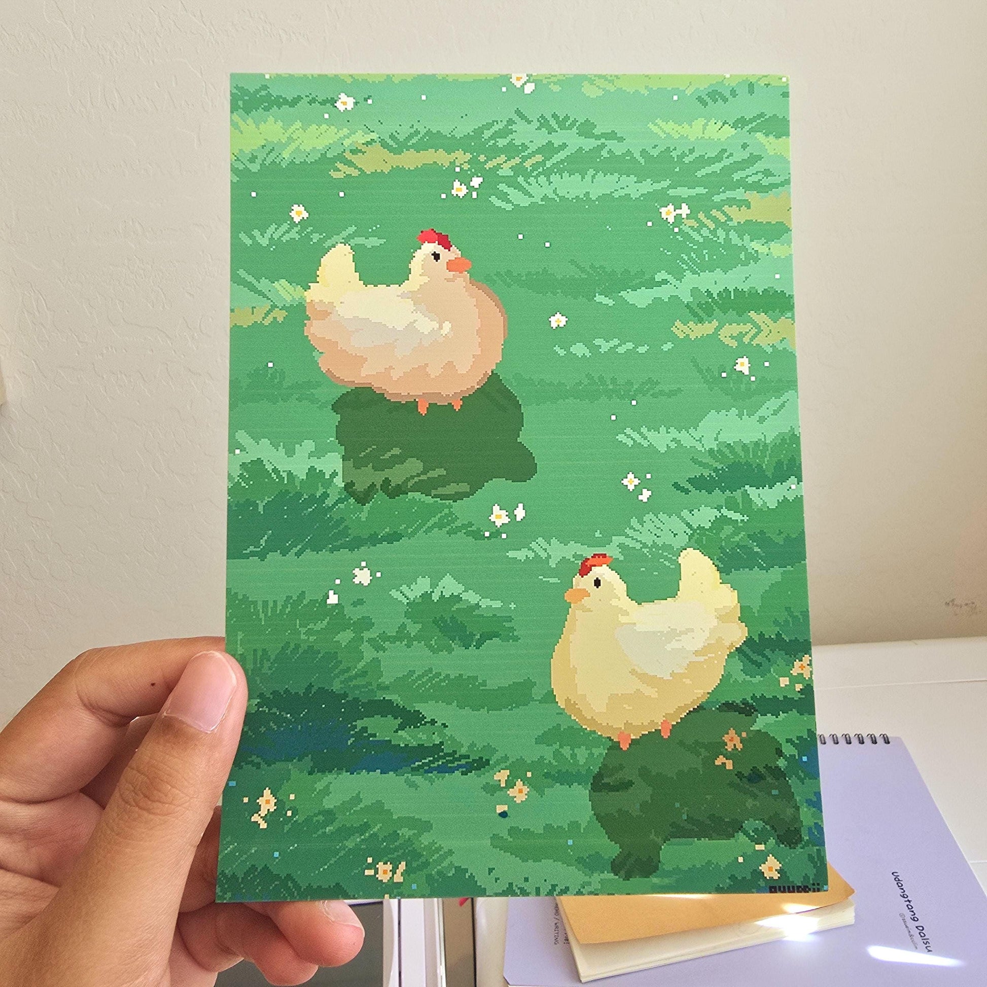 Original Gyuppiimart Konbini Pixel Art Prints 5x7 Melon Soda Omurice Kakigori Cake Chickens