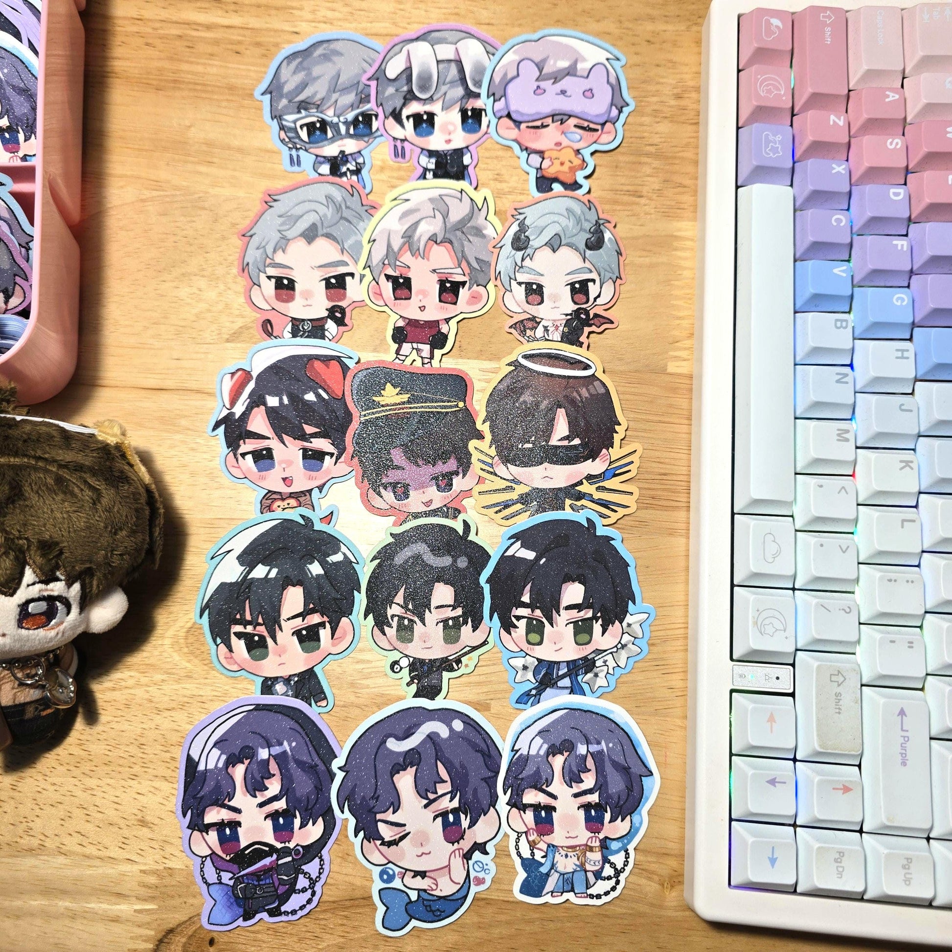 Love Otome Deepspace Glitter Stickers Sylus Xavier Zayne Rafayel Caleb