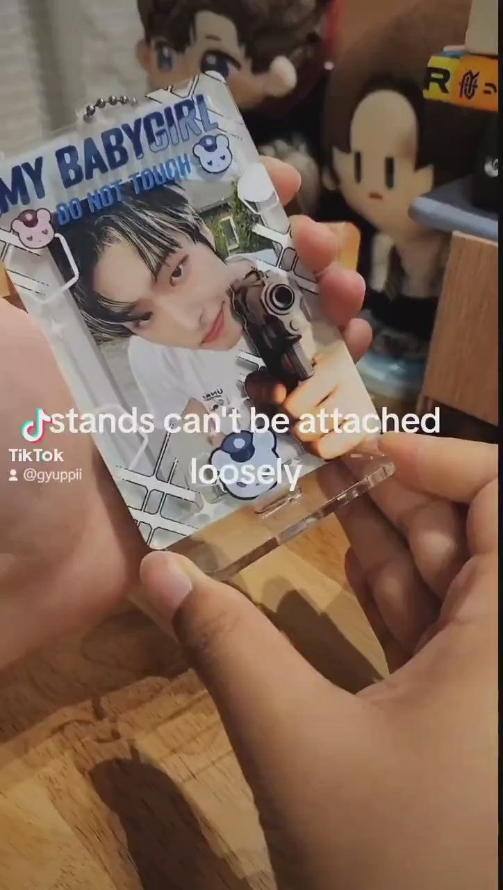 Babygirl Boom Shaka Laka Kpop Photocard holder acrylic stand frame and charm