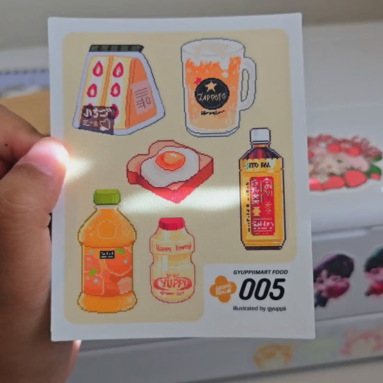 Pixel Art Konbini Themed Sticker Sheets 4x3 Original Gyuppiimart