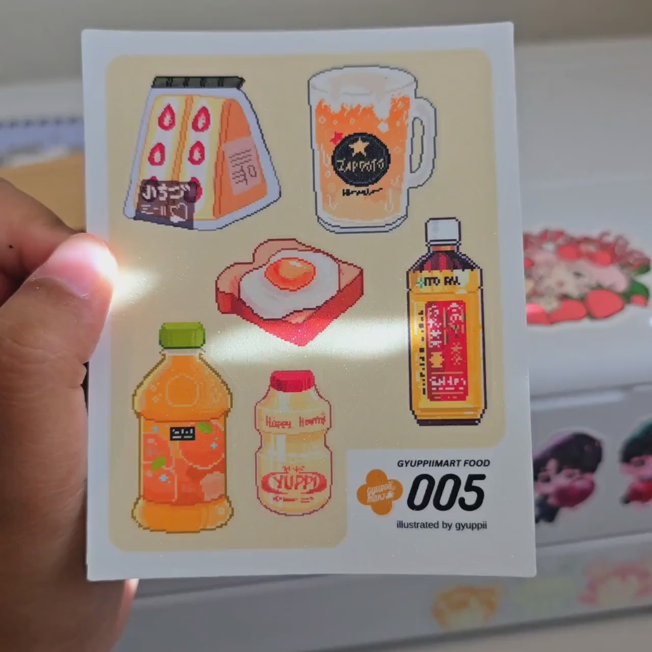 Pixel Art Konbini Themed Sticker Sheets 4x3 Original Gyuppiimart