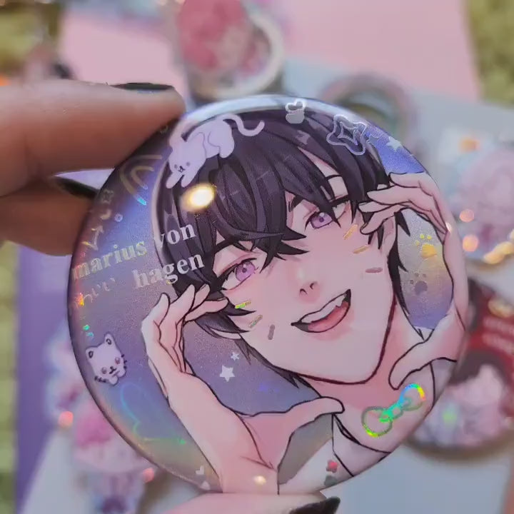 Tears Of Themis Polco Pin Back Holo Buttons Marius Von Hagen Vyn Rychter Artem Wing Luke Pearce Chibi Cute Gift