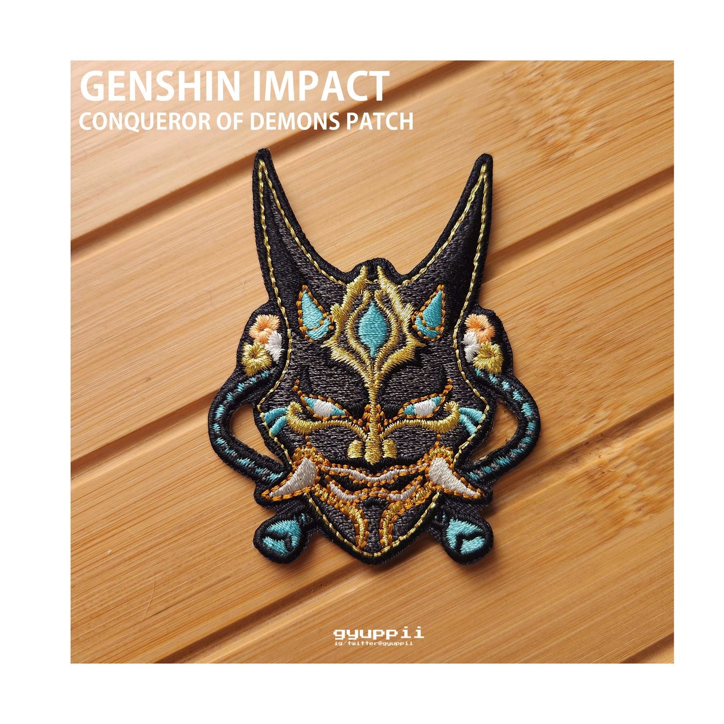 Xiao Genshin Impact Iron-On Patch Conqueror of Demons Mask Oni