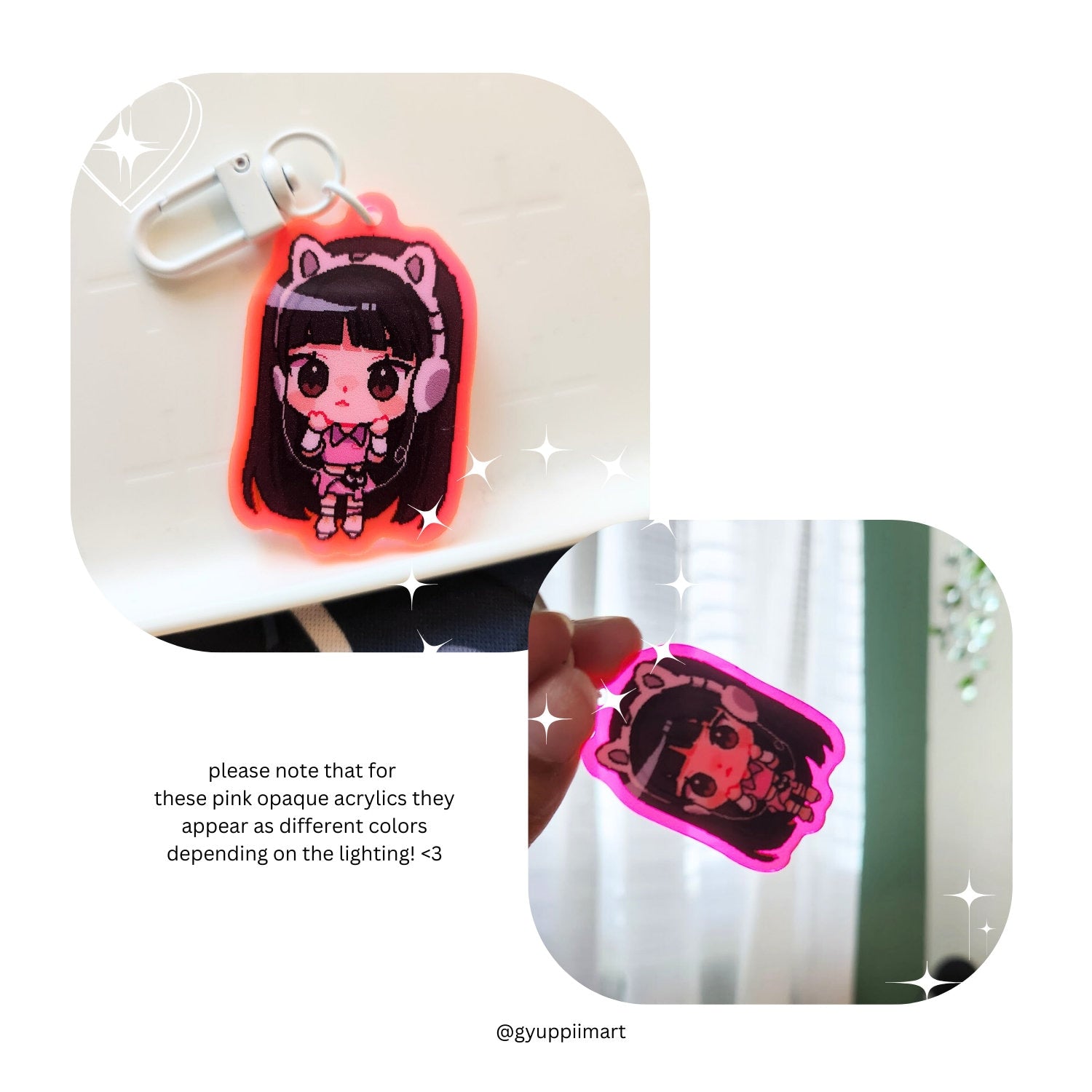 kpop idol pink acrylic mini charms keychains cute