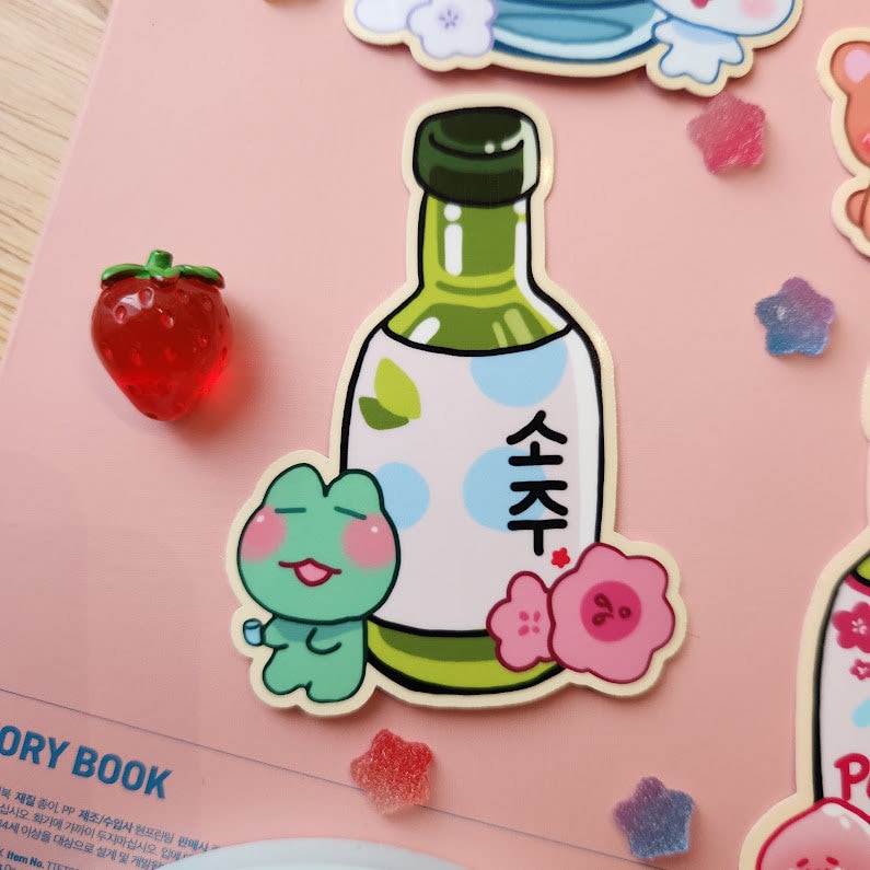 Soju Stickers Cute Character flavored original soju sticker designs frog bear mango peach