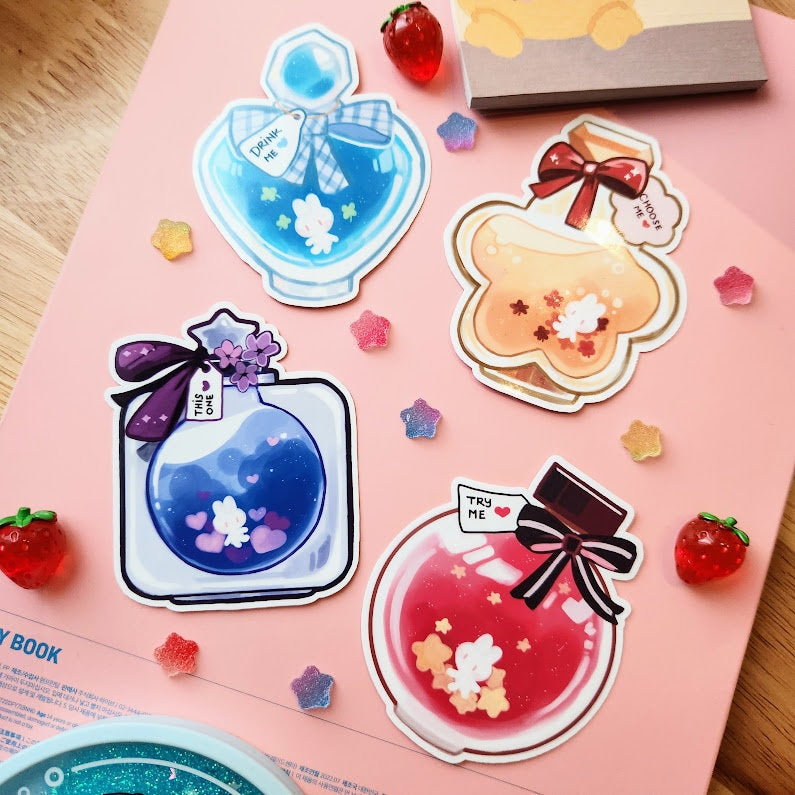 Love Potion Perfume Stickers Cute Alice Inspired bottle stickers
